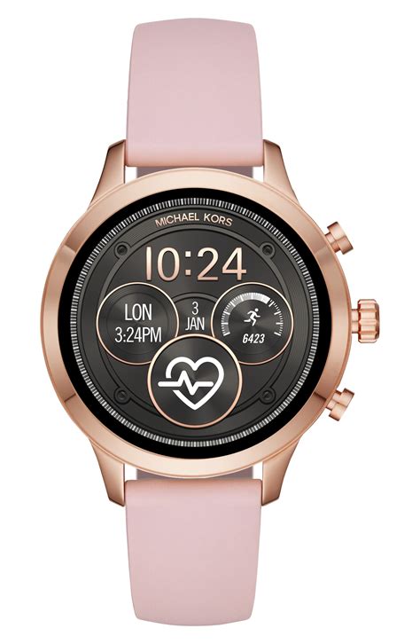 michael kors runway silicone touchscreen strap smartwatch rose gold pink|Ladies' Michael Kors Access Runway Touchscreen Pink Strap .